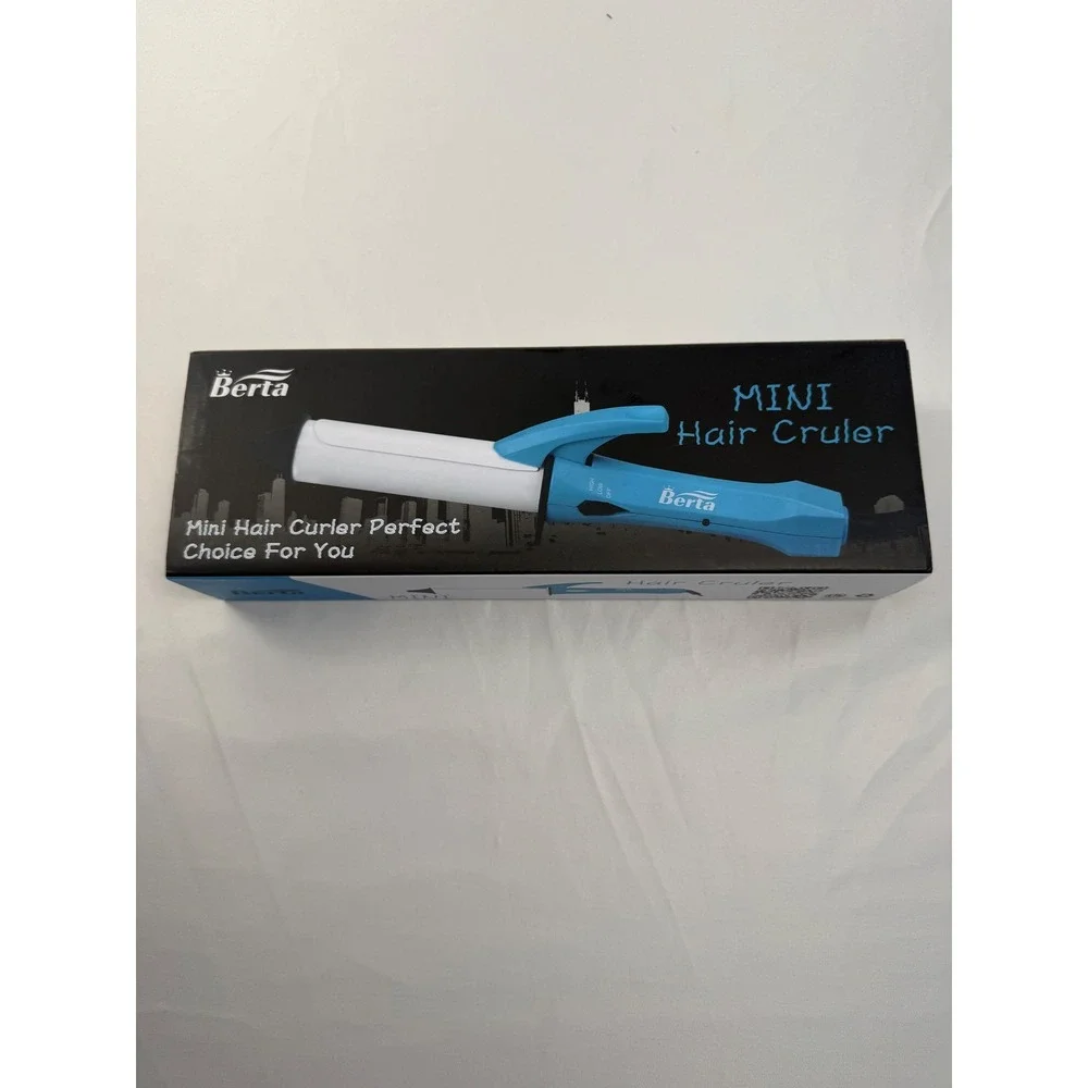 Berta‎ Mini Hair Curler Ceramic Travel Iron Blue Negative Ion Auto Shut Off